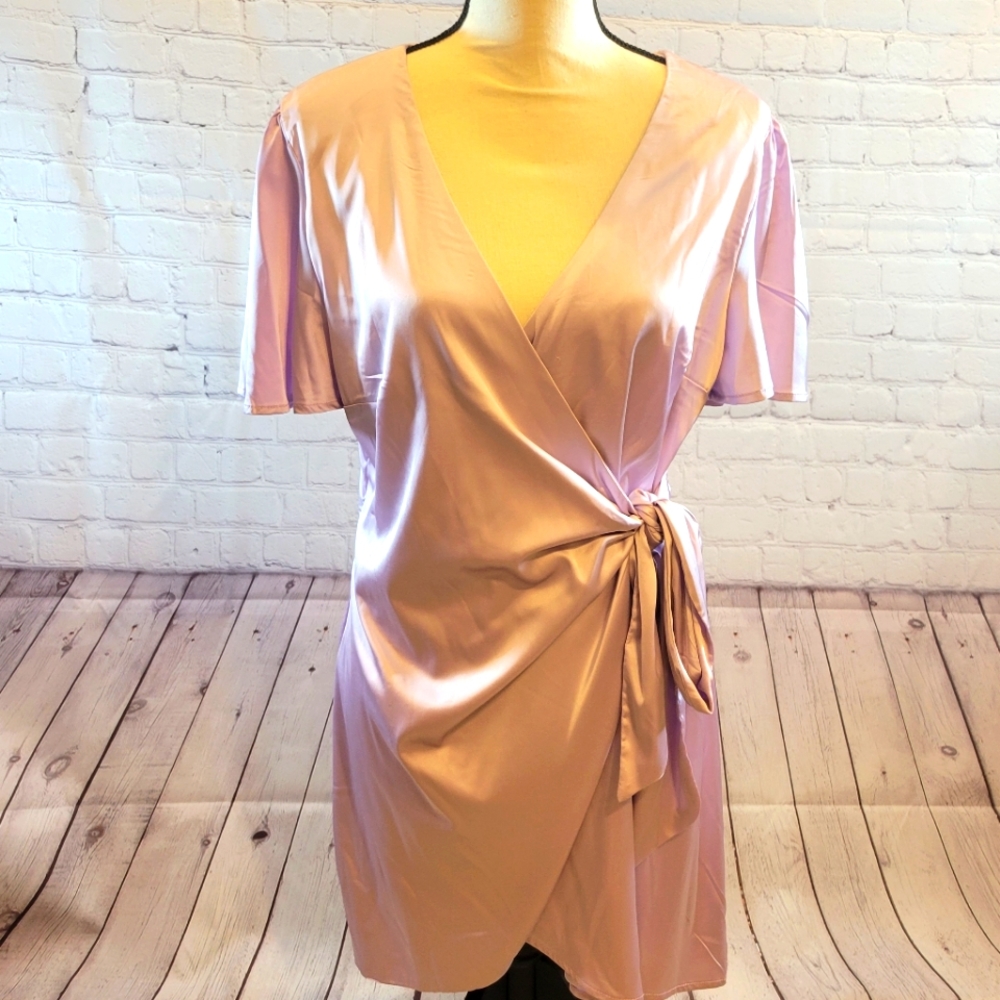 NWT Fashion Nova Satin Wrapped Dress.